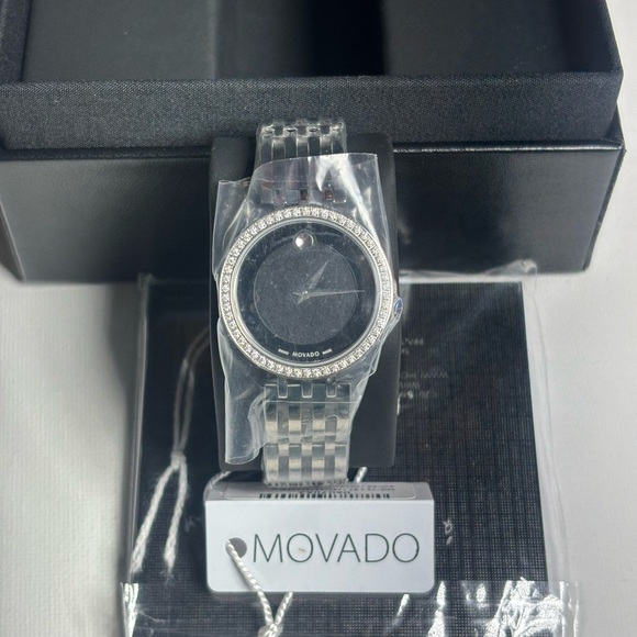 Movado Esperanza Diamond Watch Black 0607052 - Picture 2 of 5
